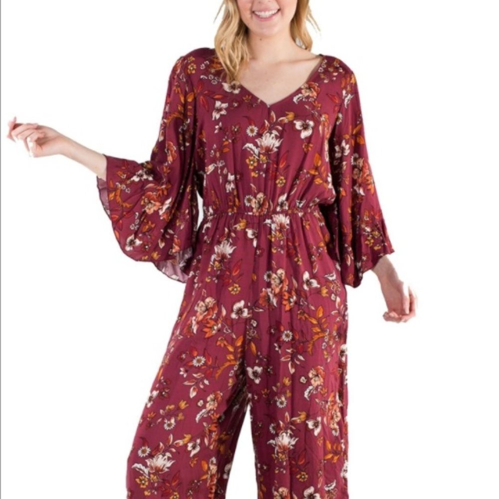 Women's Eyeshadow Floral Culotte Jumpsuit